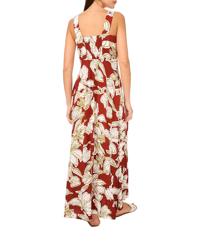 Vince Camuto Printed Square Neck Sleeveless Shift Maxi Dress