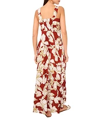 Vince Camuto Printed Square Neck Sleeveless Shift Maxi Dress