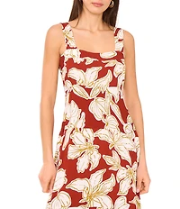 Vince Camuto Printed Square Neck Sleeveless Shift Maxi Dress