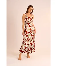 Vince Camuto Printed Square Neck Sleeveless Shift Maxi Dress