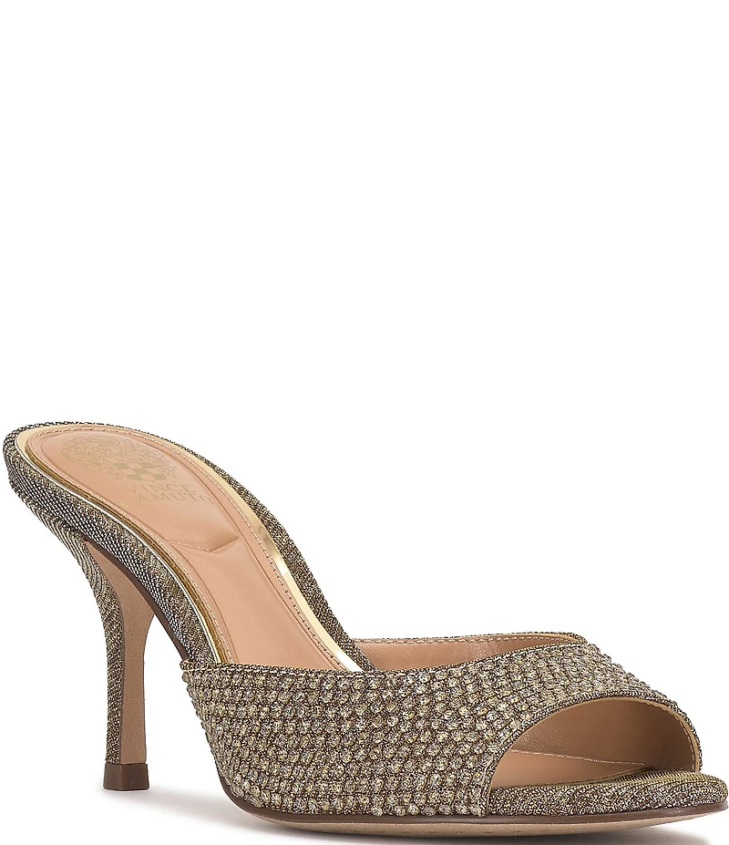 Vince Camuto Prynn Embellished Leopard Print Peep Toe Dress Slide Sandals