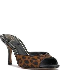 Vince Camuto Prynn Leopard Print Hair Calf High Heel Slide Sandals