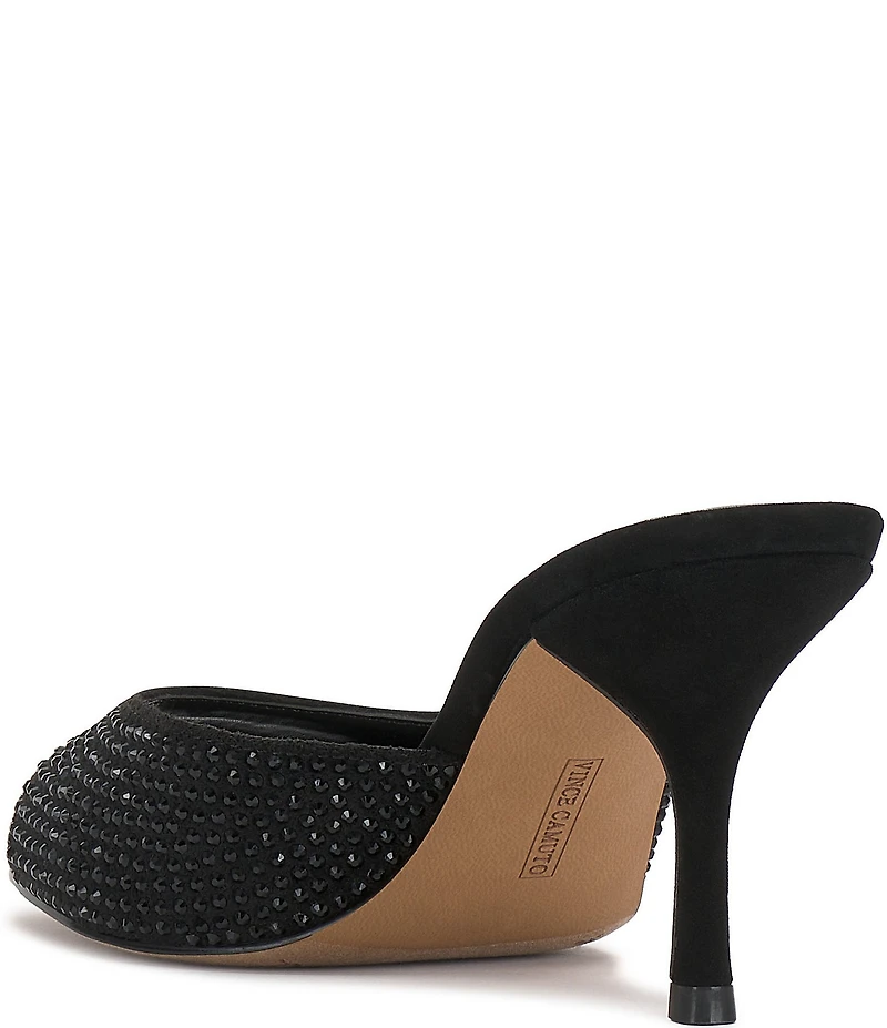 Vince Camuto Prynn Embellished Microsuede Peep Toe Dress Slide Sandals