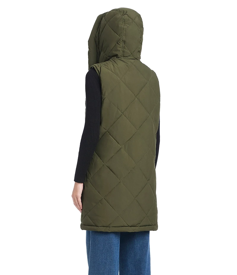 Vince Camuto Reversible Faux Fur Quilted Pattern Stand Collar Zip Front Vest
