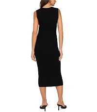 Vince Camuto Ribbed Knit Round Neck Sleeveless Midi Tank Dress