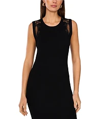 Vince Camuto Ribbed Knit Round Neck Sleeveless Midi Tank Dress