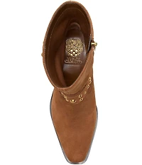 Vince Camuto Roista Suede O-Ring Harness Hardware Studded Moto Booties