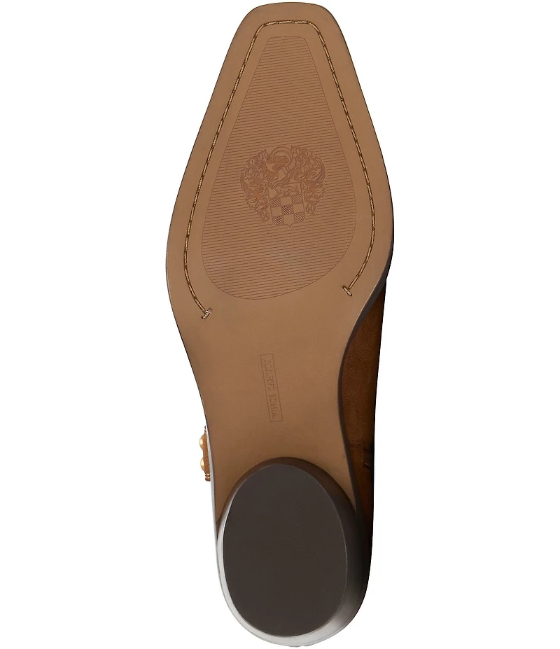 Vince Camuto Roista Suede O-Ring Harness Hardware Studded Moto Booties