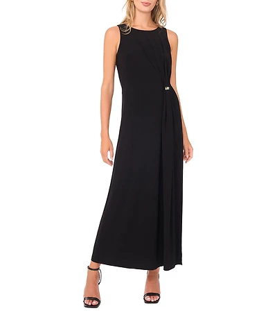 Vince Camuto Round Neck Gathered Twist Shift Maxi Dress