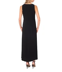 Vince Camuto Round Neck Gathered Twist Shift Maxi Dress