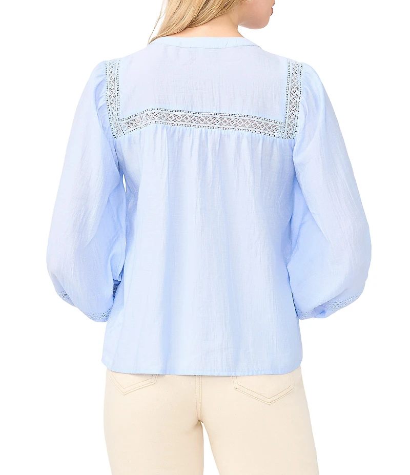 Vince Camuto Round Neck Long Sleeve Pleated Blouse