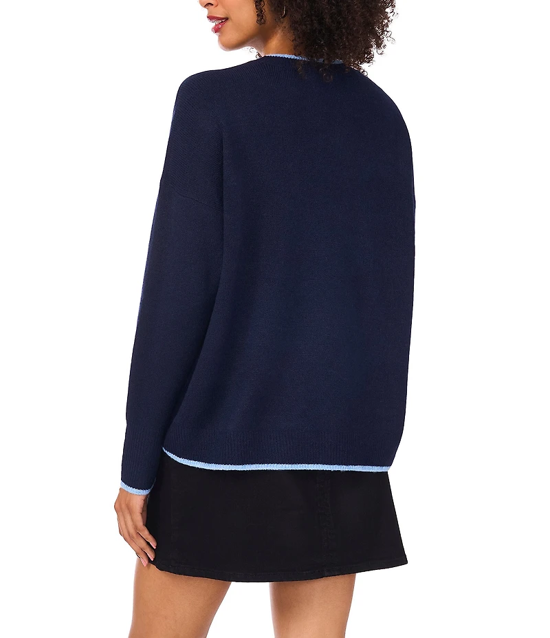Vince Camuto Round Neck Long Sleeve Sweater