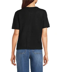 Vince Camuto Round Neck Short Sleeve Button Front Cardigan