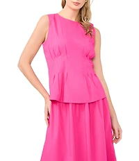 Vince Camuto Round Neck Sleeveless Pleated Coordinating Blouse