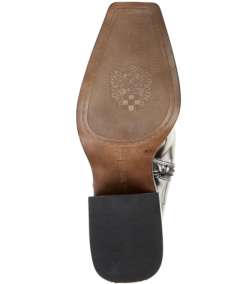 Vince Camuto Sangeti Croco Leather Square Toe Block Heel Tall Boots