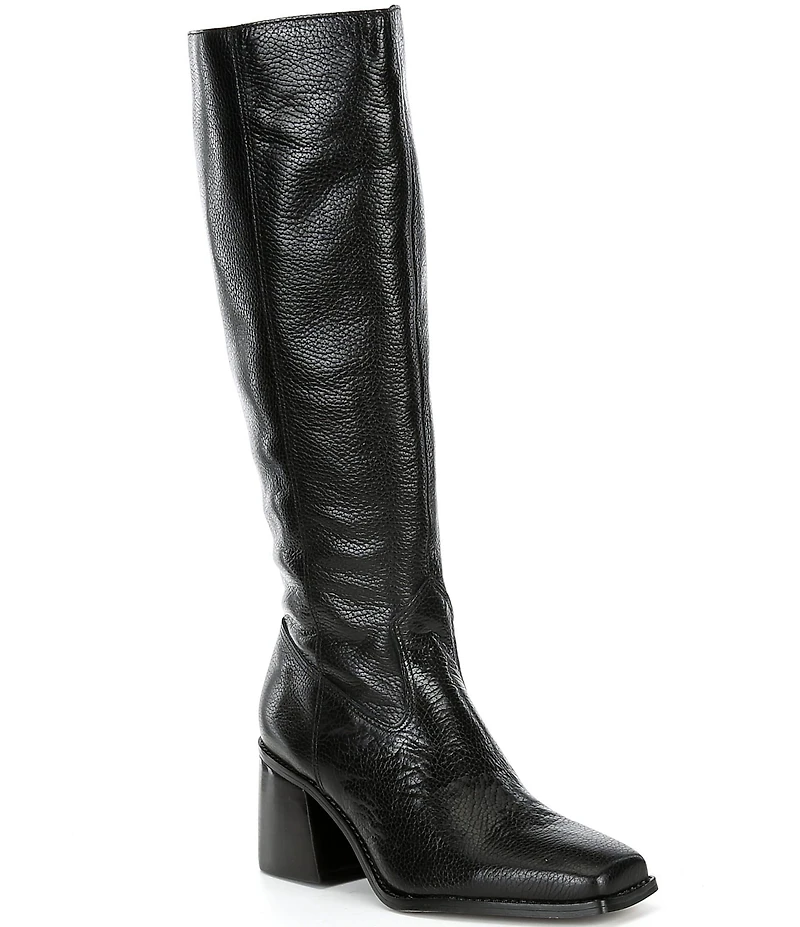 Vince Camuto Sangeti Leather Square Toe Block Heel Tall Boots