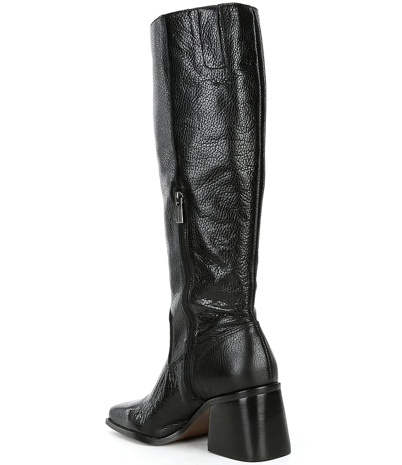 Vince Camuto Sangeti Leather Square Toe Block Heel Tall Boots