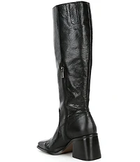 Vince Camuto Sangeti Leather Square Toe Block Heel Tall Boots