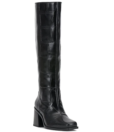 Vince Camuto Sangeti Leather Square Toe Block Heel Tall Boots