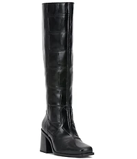 Vince Camuto Sangeti Leather Square Toe Block Heel Tall Boots