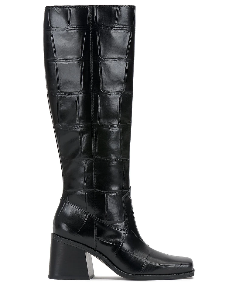 Vince Camuto Sangeti Leather Square Toe Block Heel Tall Boots