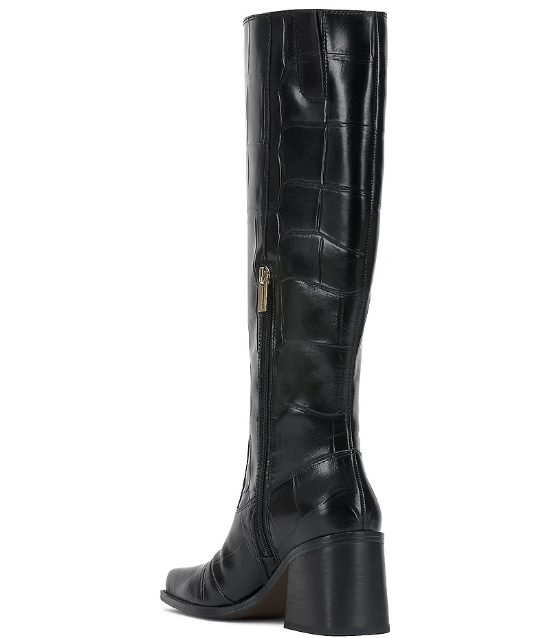 Vince Camuto Sangeti Leather Square Toe Block Heel Tall Boots