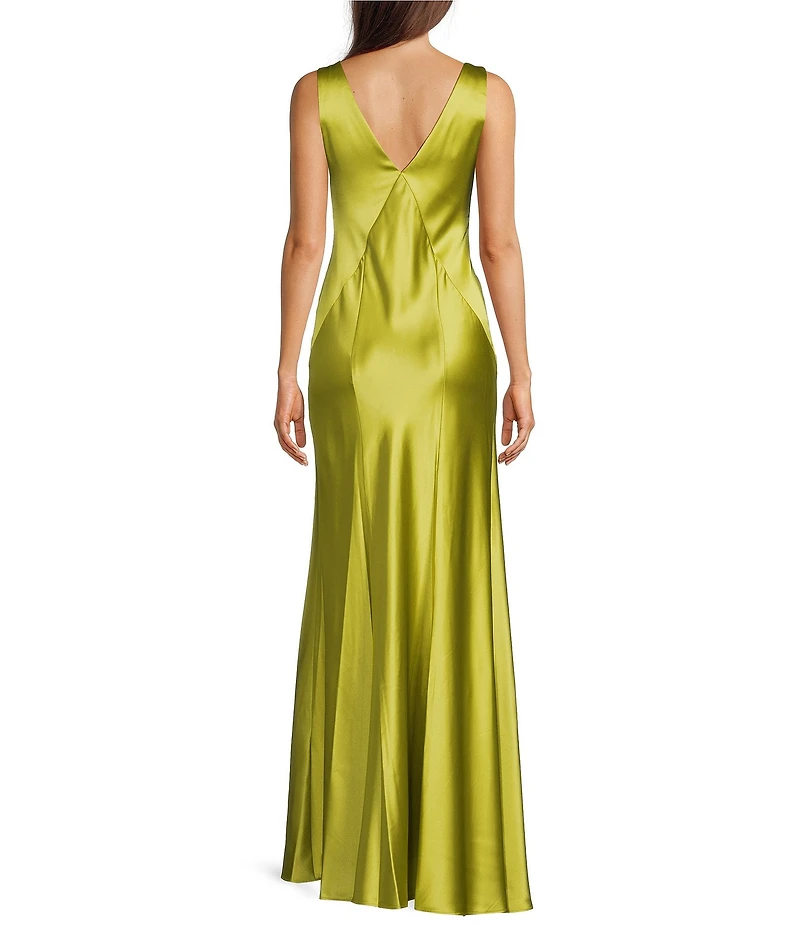 Vince Camuto Satin Cowl Neck Sleeveless Maxi Dress