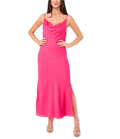 Vince Camuto Satin Cowl Neck Sleeveless Maxi Slip Dress