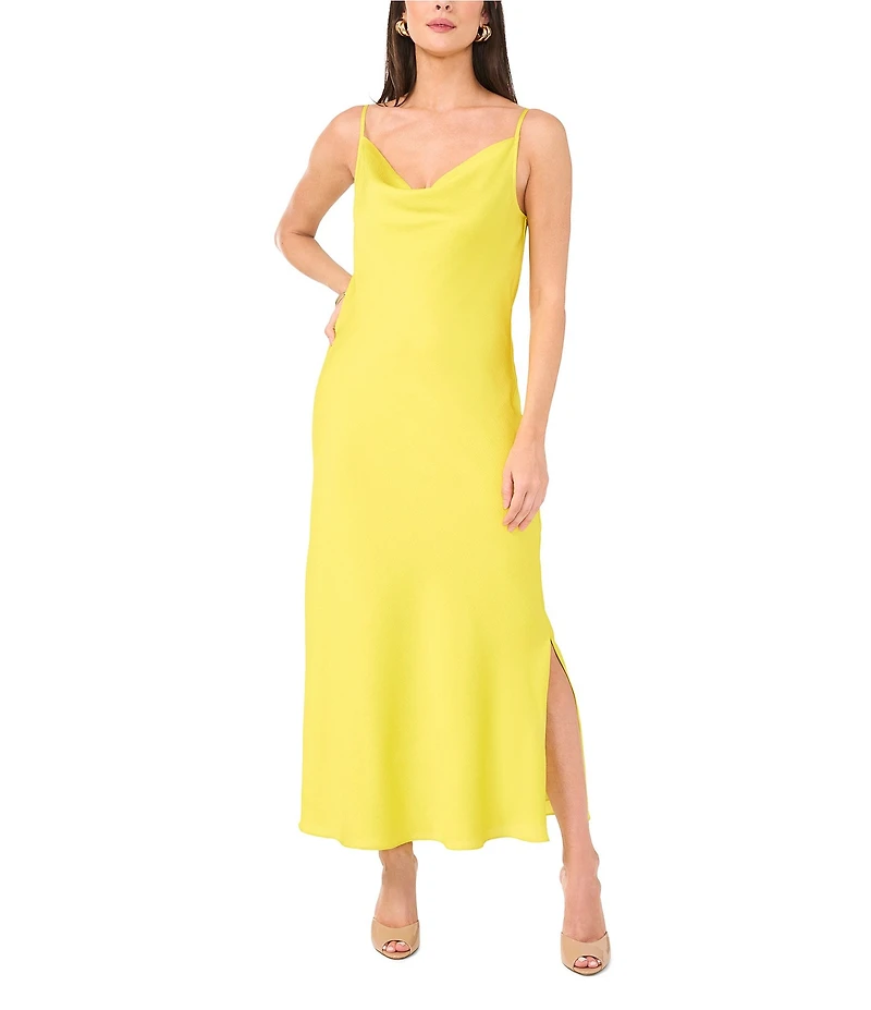 Vince Camuto Satin Cowl Neck Sleeveless Maxi Slip Dress