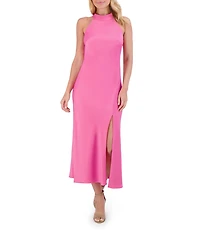 Vince Camuto Satin Halter Neck Tie Sleeveless Midi Slip Dress