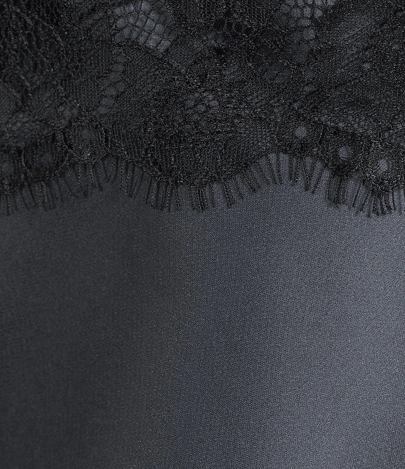 Vince Camuto Satin V-Neck Sleeveless Lace Trim Slip Dress