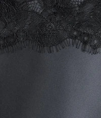 Vince Camuto Satin V-Neck Sleeveless Lace Trim Slip Dress