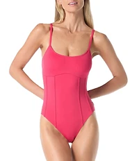 Vince Camuto Scoop Neck Corset One-Piece Swimsuit