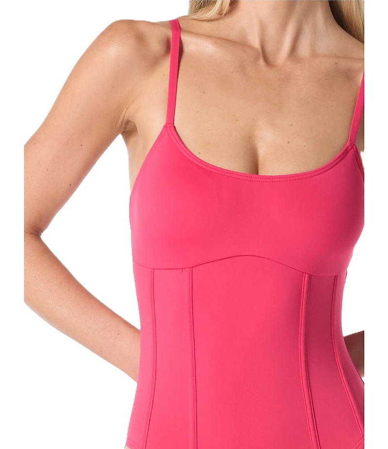 Vince Camuto Scoop Neck Corset One-Piece Swimsuit