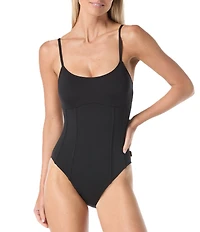 Vince Camuto Scoop Neck Corset One-Piece Swimsuit