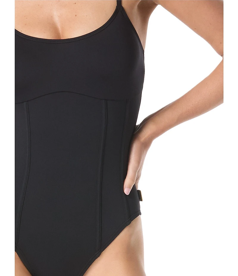 Vince Camuto Scoop Neck Corset One-Piece Swimsuit