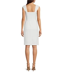 Vince Camuto Scuba Knit Square Neck Sleeveless Bodycon Dress