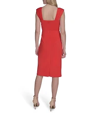 Vince Camuto Scuba Knit Square Neck Sleeveless Bodycon Dress