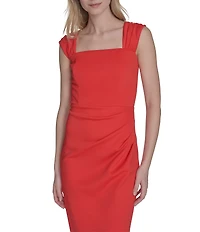 Vince Camuto Scuba Knit Square Neck Sleeveless Bodycon Dress