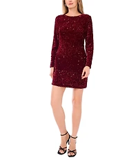 Vince Camuto Sequin Crew Neck Long Sleeve Bodycon Dress
