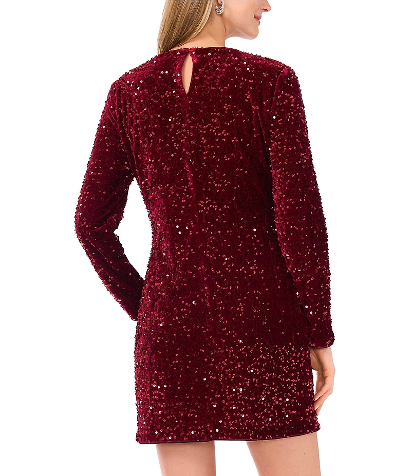 Vince Camuto Sequin Crew Neck Long Sleeve Bodycon Dress