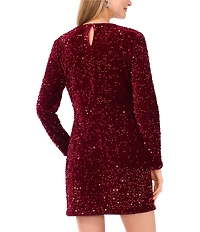 Vince Camuto Sequin Crew Neck Long Sleeve Bodycon Dress