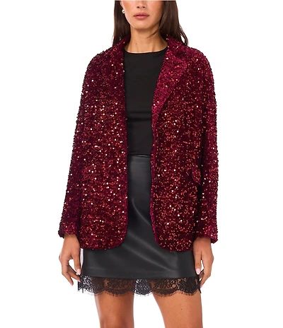 Vince Camuto Sequin Notch Lapel Long Sleeve Blazer Jacket