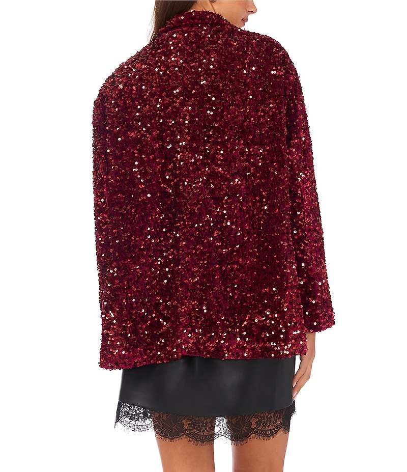 Vince Camuto Sequin Notch Lapel Long Sleeve Blazer Jacket