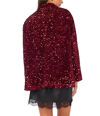 Vince Camuto Sequin Notch Lapel Long Sleeve Blazer Jacket