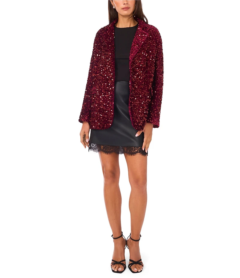 Vince Camuto Sequin Notch Lapel Long Sleeve Blazer Jacket