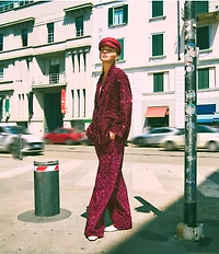 Vince Camuto Sequin Notch Lapel Long Sleeve Blazer Jacket