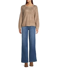 Vince Camuto Sequin Round Neck Long Sleeve Sweater