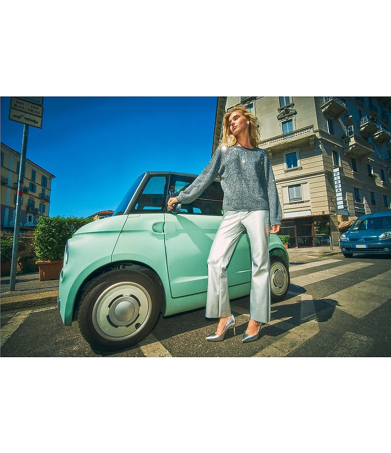 Vince Camuto Sequin Round Neck Long Sleeve Sweater