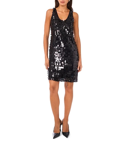 Vince Camuto Sequin V-Neck Sleeveless Mini Dress